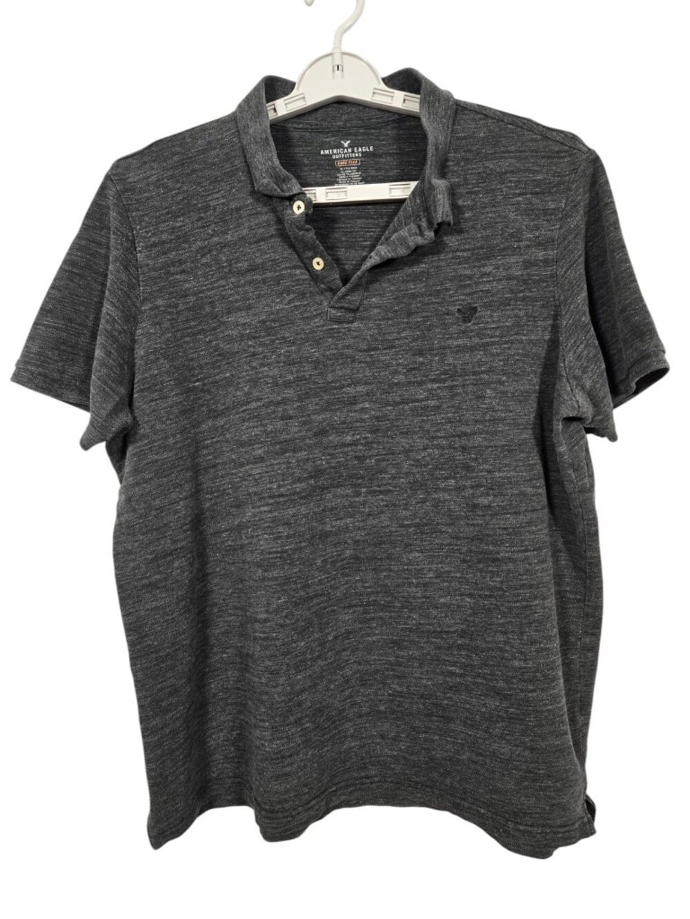 Vtg American Eagle Mens Polo Shirt Core Flex Classic Fit Gray Size XL 90% Cotton